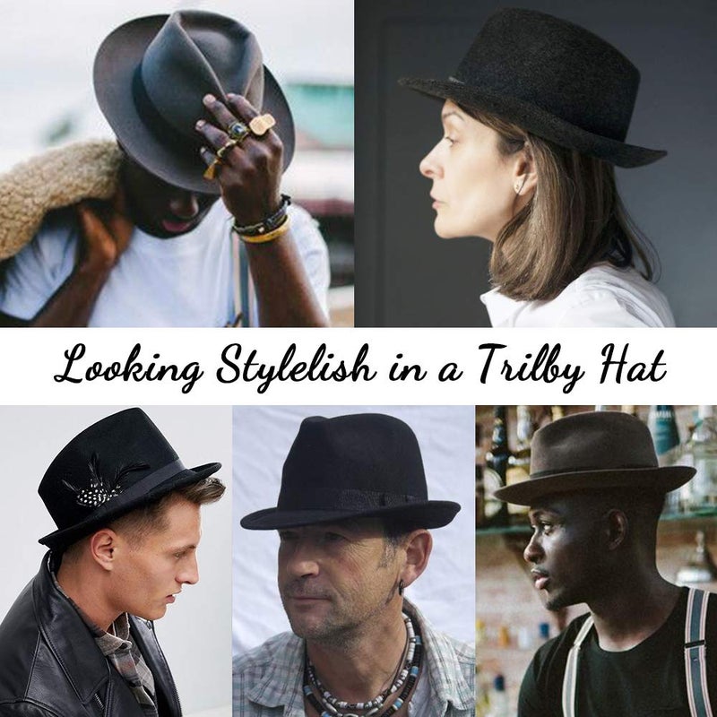 LADYBRO Wine Red Fedora Men Short Brim Hat for Ladies Classic Trilby 100% Wool, 7 1/4 - Image 3